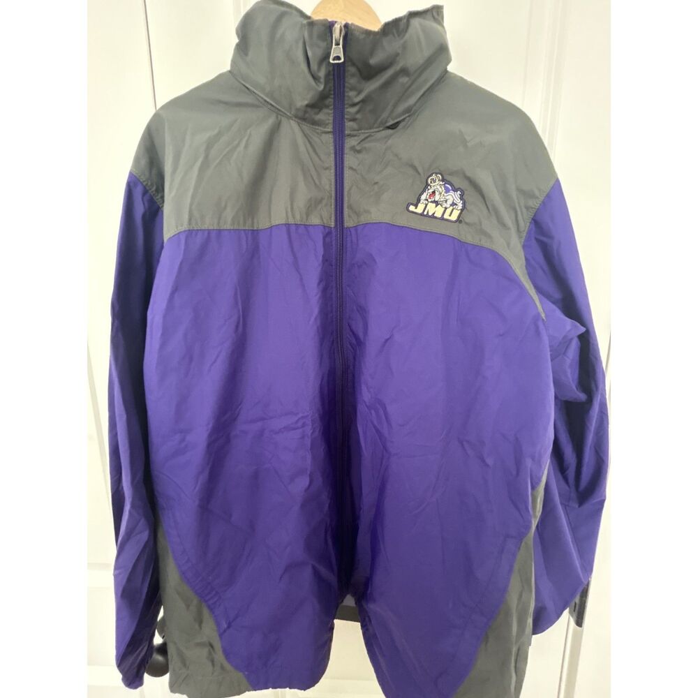 Columbia James Madison University JMU Dukes Windbreaker Jacket Mens Large Purple